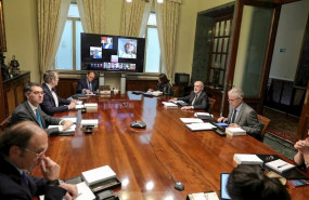 ep reunion de la junta de portavoces del senado del 17 de marzo con varios portavoces conectados por