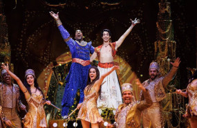 ep archivo   varios actores durante el pase grafico del musical aladdin en el teatro coliseum de