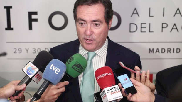 ep el presidente de ceoe antonio garamendi tras la inauguracion del i foro sobre la alianza del