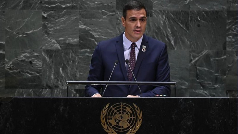 El presidente del Gobierno en funciones. Pedro Sánchez, en su discurso ante la Asamblea General de la ONU | TWITTER PEDRO SÁNCHEZ ep el presidente del gobierno en funciones pedro sanchez en su discurso ante la asamblea general de