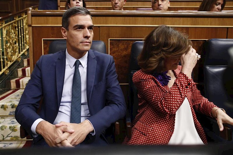 ep el presidente y la vicepresidenta primera del gobierno pedro sanchez y carmen calvo