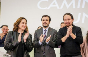 ep i-d la alcaldesa de barcelona ada colau el ministro de consumo alberto garzon y el vicepresidente
