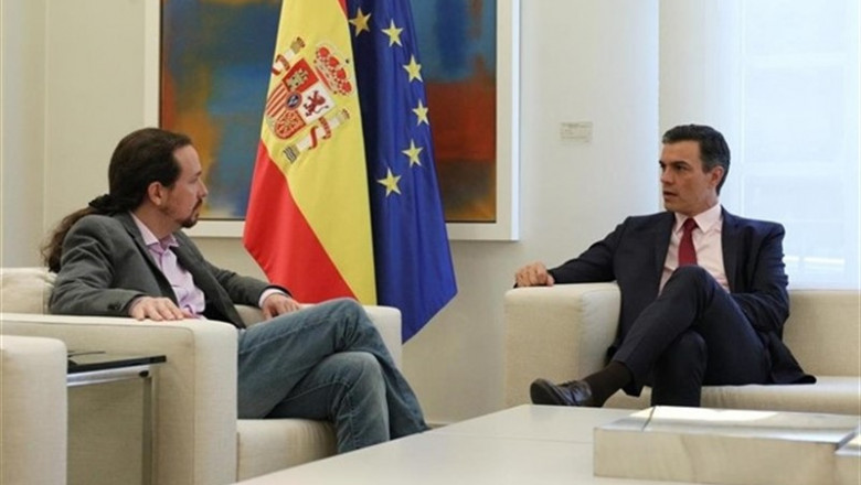 JESÚS HELLÍN - EUROPA PRESS - Archivo ep pablo iglesias eta pedro sanchez moncoloan bilduta