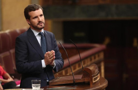 ep el presidente del partido popular pablo casado interviene en la sesion de control al gobierno en