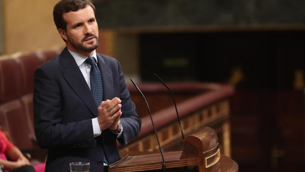 ep el presidente del partido popular pablo casado interviene en la sesion de control al gobierno en