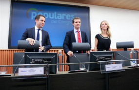 ep el secretario general del pp teodoro garcia-egea d el presidente del partido pablo casado y la