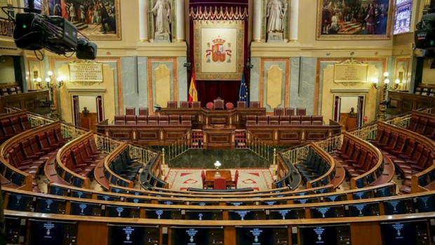 ep hemiciclo vacio del congreso de los diputados tras la suspension del pleno de esta semana como
