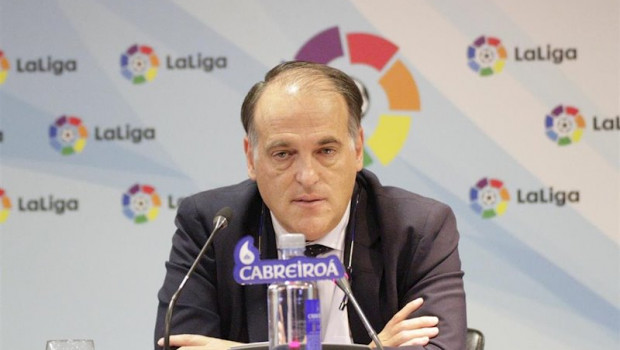 ep javier tebas presidente de la liga en rueda de prensa tras una asamblea de la liga