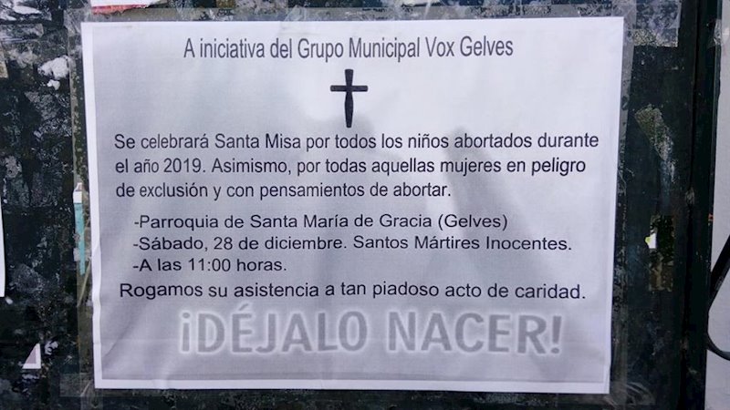 ep cartel de la misa convocada por vox gelves por el dia de los santos inocentes