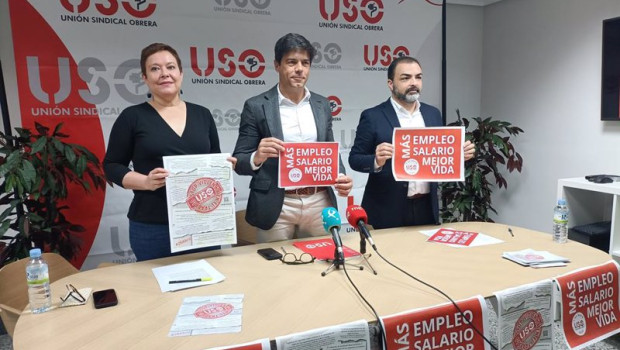 ep la secretaria de accion sindical ana garcia el secretario general de uso joaquin perez y el