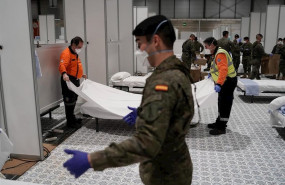 ep militares del ejercito terminan de montar las instalaciones de los pabellones del hospital de