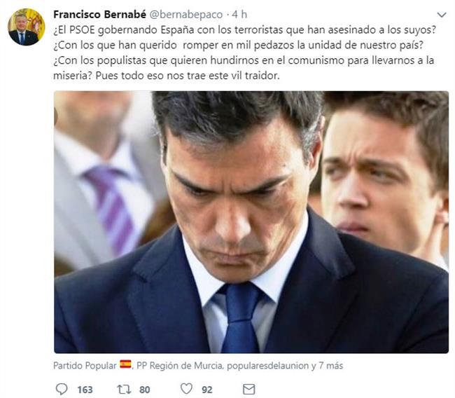 Tuit de Francisco Bernabé sobre Sánchez | TWITTER FRANCISCO BERNABÉ ep tuitfrancisco bernabe sobre sanchez