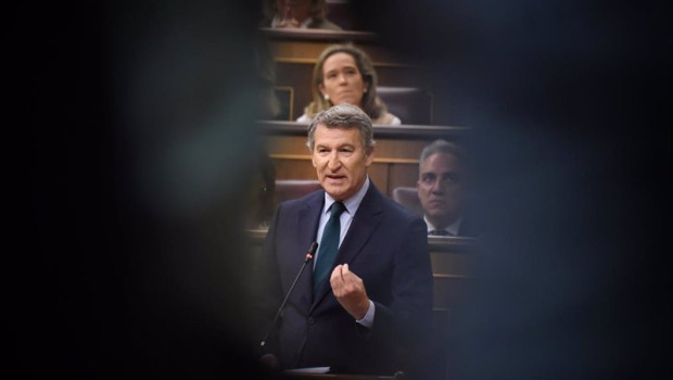 ep el lider de la oposicion y presidente del pp alberto nunez feijoo durante una sesion de control