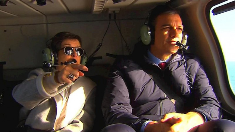 El presidente del Gobierno, Pedro Sánchez, en helicóptero. | EUROPA PRESS ep el presidente del gobierno pedro sanchez en helicoptero