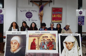 ep portavoces de la revuelta de mujeres en la iglesia presentan la concentracion del 1 de marzo