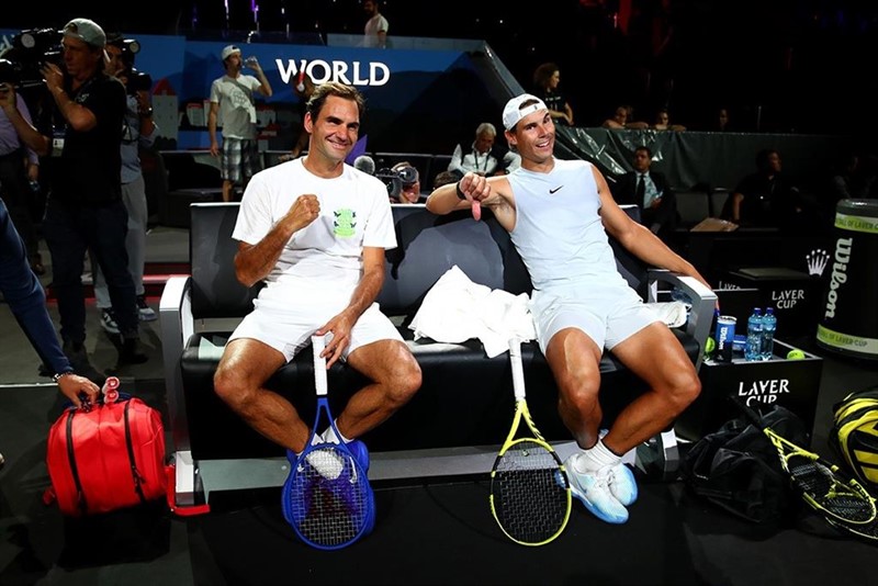ep roger federer y rafa nadal en un entreno de la laver cup