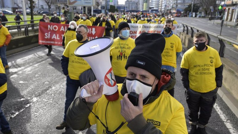 Archivo - Manifestantes de Siemens Gamesa en As Somozas. | M. Dylan - Europa Press - Archivo ep archivo - manifestantes de siemens gamesa en as somozas
