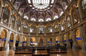 ep archivo   paneles del ibex 35 en el palacio de la bolsa de madrid en madrid espana