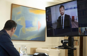 ep el presidente del gobierno pedro sanchez durante una videoconferencia con el presidente del