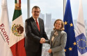 ep el secretario de economia de mexico marcelo ebrard y la presidenta del banco europeo de