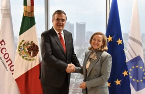 ep el secretario de economia de mexico marcelo ebrard y la presidenta del banco europeo de