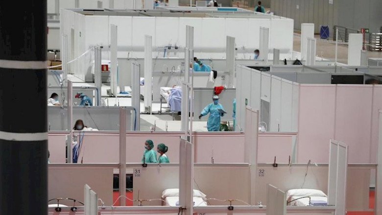 ep imagen de camas habilitadas en el hospital provisional para pacientes de coronavirus en ifema
