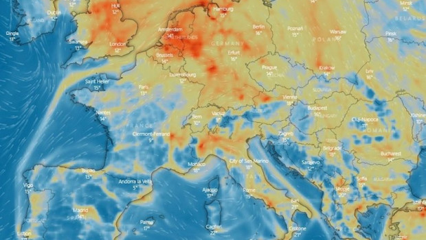 ep mapa que refleja los niveles de contaminacion por no2 en europa con datos del satelite sentinel