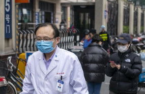 ep march 3 2020 shanghai china - a doctor wears a surgical mask as protection against the