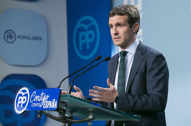 Rueda de prensa del vicesecretario de Comunición del PP, Pablo Casado | EUROPA PRESS ep ruedaprensavicesecretariocomunicionpp pablo casado 20180515111302