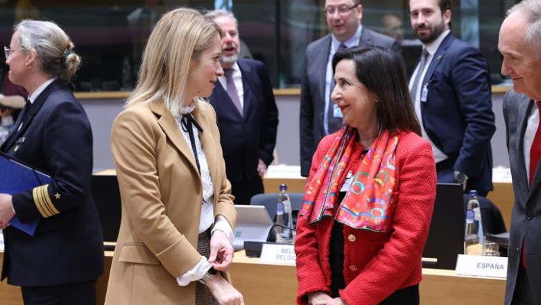 La Alta Representante, Kaja Kallas, y la ministra de Defensa, Margarita Robles, en el seno del consejo de Defensa de la UE. | FRANCOIS LENOIR // EUROPEAN COUNCIL ep la alta representante kaja kallas y la ministra de defensa margarita robles en el seno del