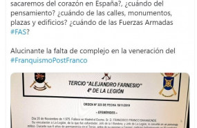 ep captura de una efemeride de un boletin de la legion donde se tilda al dictador francisco franco