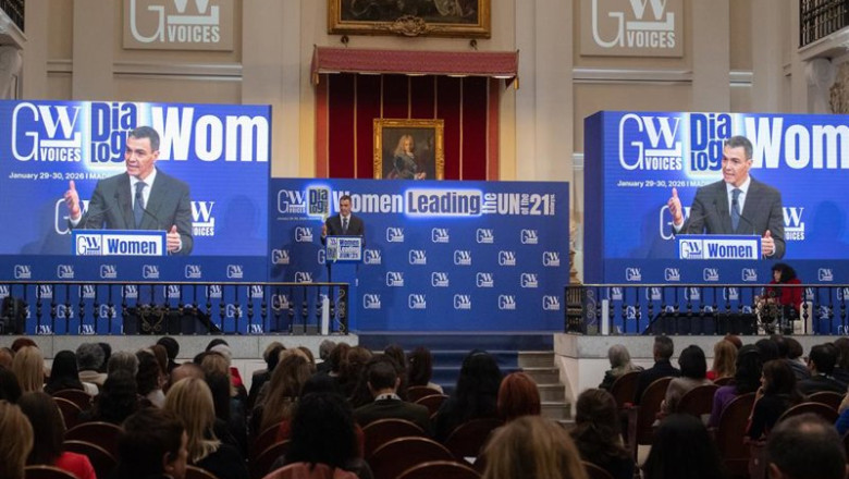 El presidente del Gobierno, Pedro Sánchez, interviene en el acto Mujeres liderando la ONU del siglo XXI, en la Real Academia de Bellas Artes de San Fernando este viernes. | Fernando Sánchez - Europa Press ep el presidente del gobierno pedro sanchez interviene en el acto mujeres liderando la onu del siglo