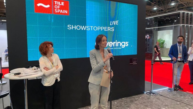 ep la ministra de industria reyes maroto en la feria coverings en eeuu
