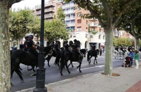 ep la unidad de caballeria durante el ensayo del acto del dia de la policia nacional que se celebra