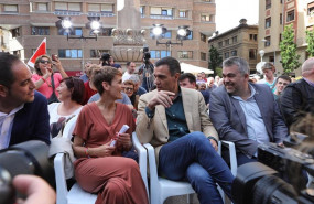 ep pedro sanchez y maria chivite en un acto politico del psoe en pamplona