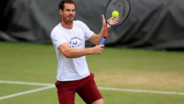 ep 09 july 2019 england london british tennsi player andy murray in action duringpractice session on day eight of the 2019 wimbledon grand slam tennis tournament at the all england lawn tennis and croquet club photo mike egertonpa wiredpa