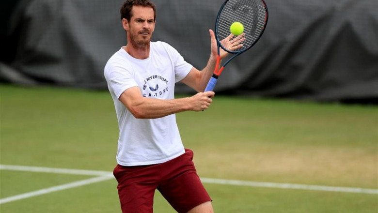 ep 09 july 2019 england london british tennsi player andy murray in action duringpractice session on day eight of the 2019 wimbledon grand slam tennis tournament at the all england lawn tennis and croquet club photo mike egertonpa wiredpa