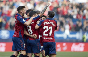 ep los jugadores de osasuna celebran el gol ante el real madrid en laliga santander 2019-2020