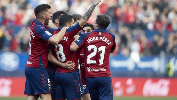 ep los jugadores de osasuna celebran el gol ante el real madrid en laliga santander 2019-2020
