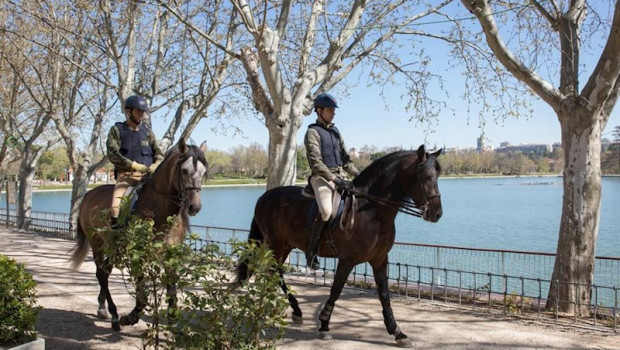 ep militares de la guardia real en patrulla a caballo contra el coronavirus