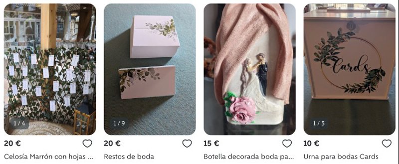 ep decoraciones para boda que se venden en la plataforma wallapop