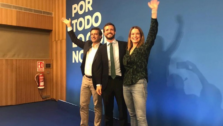 ep el candidato del pp al gobierno pablo casado con el lider del pp balear biel company y la