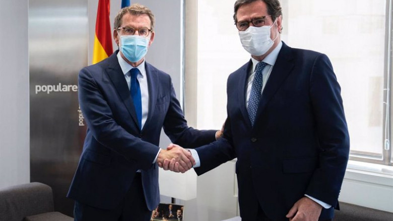 ep el lider del pp alberto nunez feijoo se reune con el presidente de la ceoe antonio garamendi en