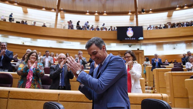 ep el presidente del gobierno pedro sanchez durante un pleno del senado a 25 de abril de 2023 en