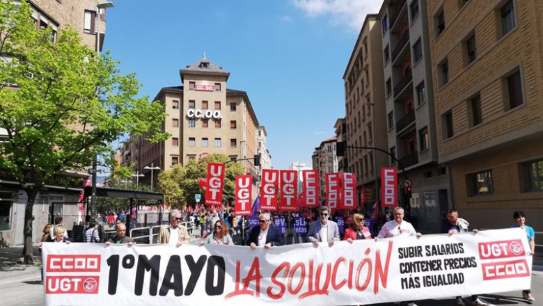 Manifestación de CCOO y UGT en Pamplona con motivo del 1º de Mayo. | EUROPA PRESS ep manifestacion de ccoo y ugt en pamplona con motivo del 1 de mayo