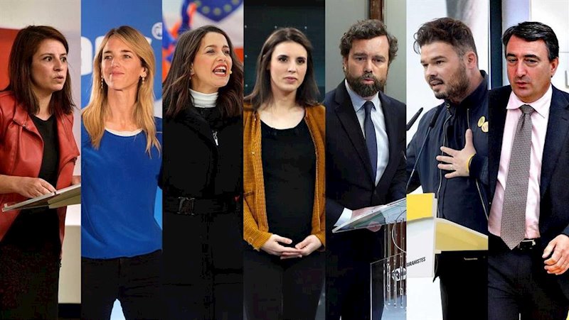 ep debate en rtve entre los portavoces de psoe pp ciudadanos unidas podemosvox erc y pnv