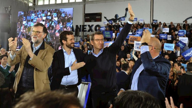 ep el presidente del gobierno mariano rajoy el presidente del pp pablo casado y el candidato popular