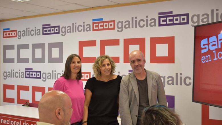 ep el secretario general de ccoo unai sordo junto a la secretaria xeral de ccoo galicia amelia perez ep el secretario general de ccoo unai sordo junto a la secretaria xeral de ccoo galicia amelia perez