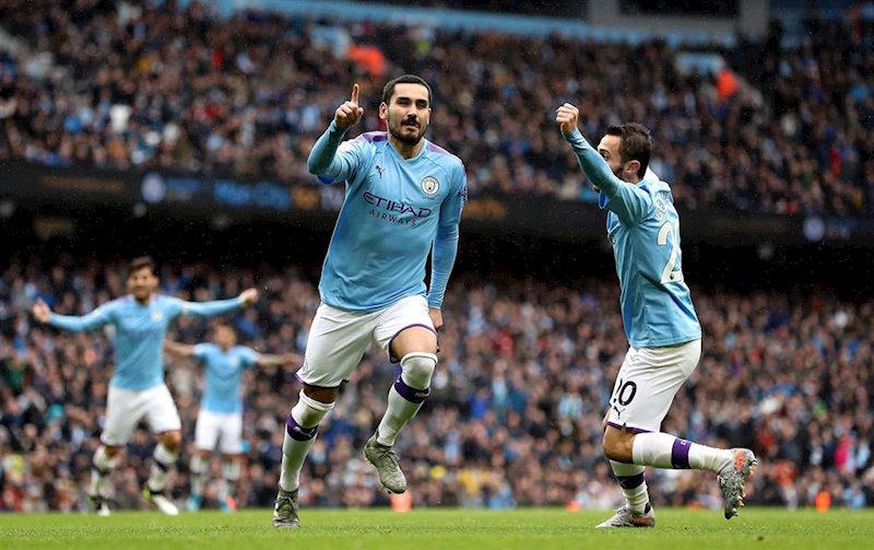 ep ilkay gundogan celebra un gol con el manchester city