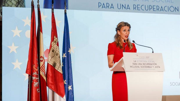 ep la ministra de trabajo y economia social yolanda diaz preside la reunion europea de alto nivel de